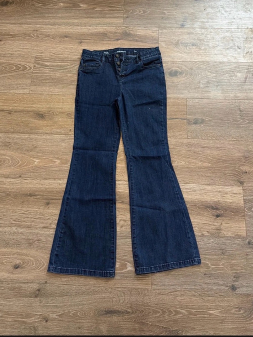 High-Rise Dark Indigo Flared Jeans - Wide Leg